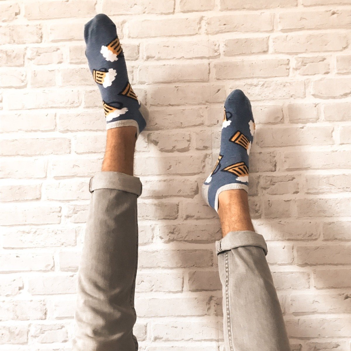 SOXO Blaue Herren kurze Socken | Bier Muster