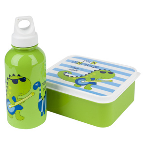 A set of lunchbox water bottle and container for breakfast for a child