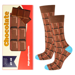 Colorful men's socks SOXO GOOD STUFF a bar of chocolate
