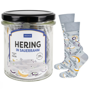 Funny SOXO Men's | women's socks | herrings in a jar | cotton | a gift for him | unisex
