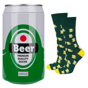Men's colorful SOXO GOOD STUFF socks funny beer in a gift box