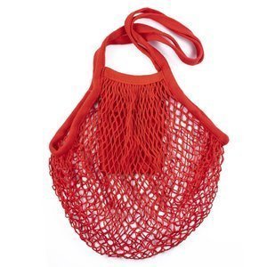 Red Parisian cotton shopping bag with inside pocket