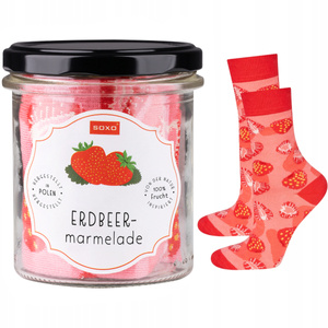 SOXO GOOD STUFF women's socks with strawberry jam in a jar