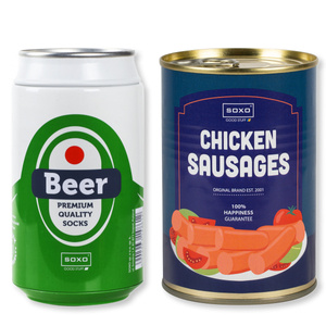 Set of 2x SOXO Men's Socks | Boy's Day | Canned beer | Canned sausages | as a gift for Him