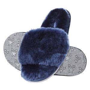 Women's slippers SOXO sheepskin slippers navy blue
