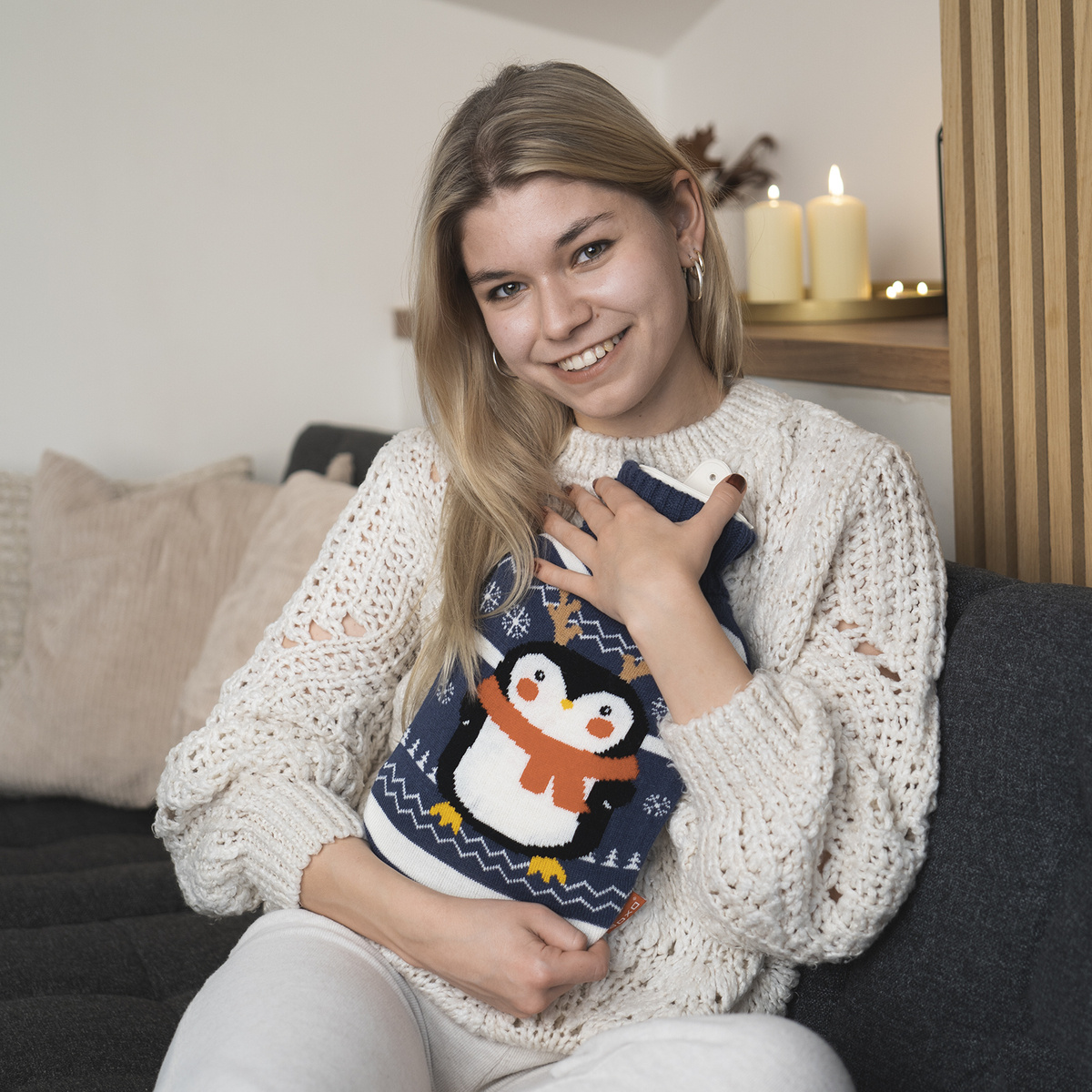 Hot water bottle Soxo penguin in sweater funny gift Santa Claus | Christmas  - 13,99 € | online shop SOXO