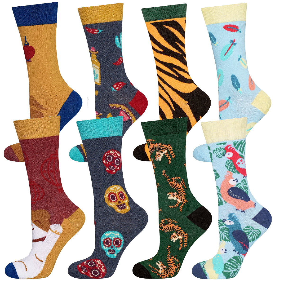 Set of 4x Colorful SOXO women's socks mismatched funny gift - 17