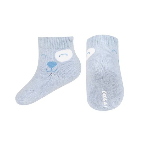 Blue baby SOXO socks with smiley faces