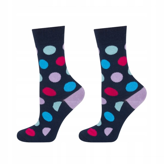 Children's navy blue SOXO GOOD STUFF socks with dots