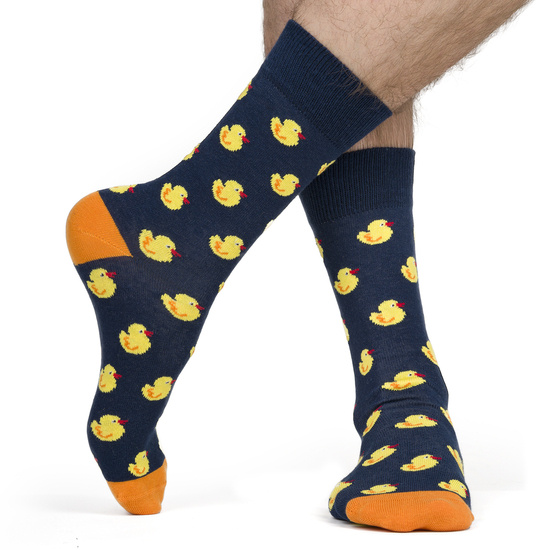 Colorful SOXO GOOD STUFF men's socks with ducklings