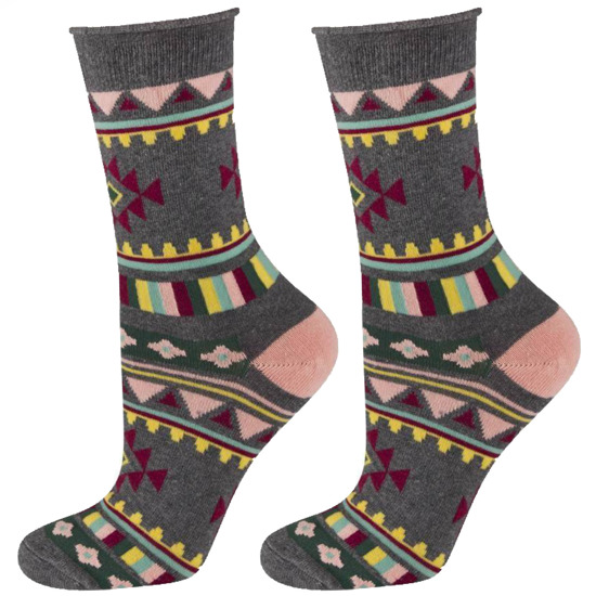 Colorful SOXO socks for women with Aztec patterns
