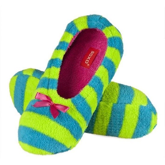 Colorful SOXO women's ballerina slippers, fluffy with a soft sole