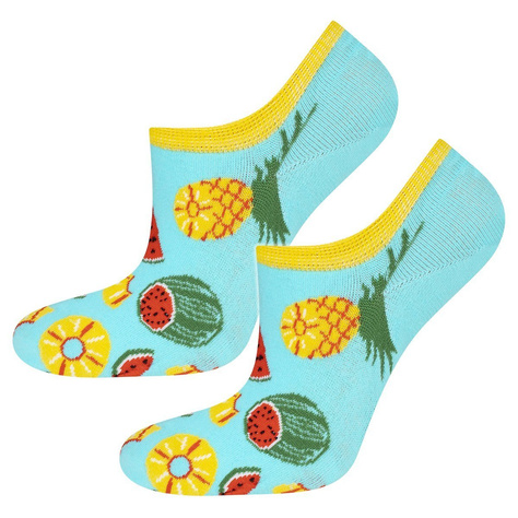 Colorful SOXO women's socks for ballerinas with silicone, watermelon and pineapple