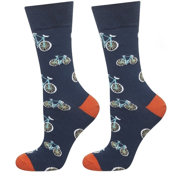 Colorful men's SOXO GOOD STUFF socks funny bicycle