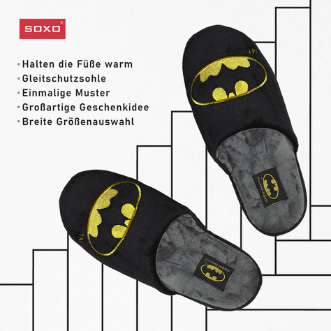 Men's SOXO BATMAN DC Comics slippers and a BATMAN hot water bottle | gift idea