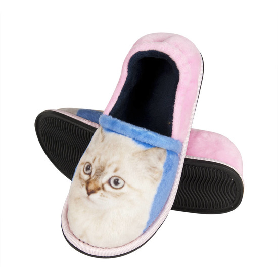 Pink SOXO children's slippers with a picture of a pet