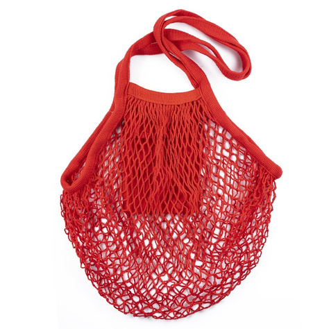 Red Parisian cotton shopping bag with inside pocket
