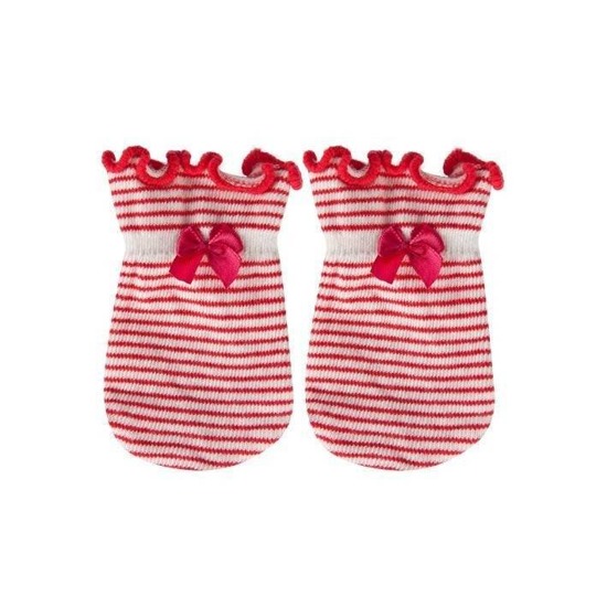 Red SOXO baby gloves with stripes