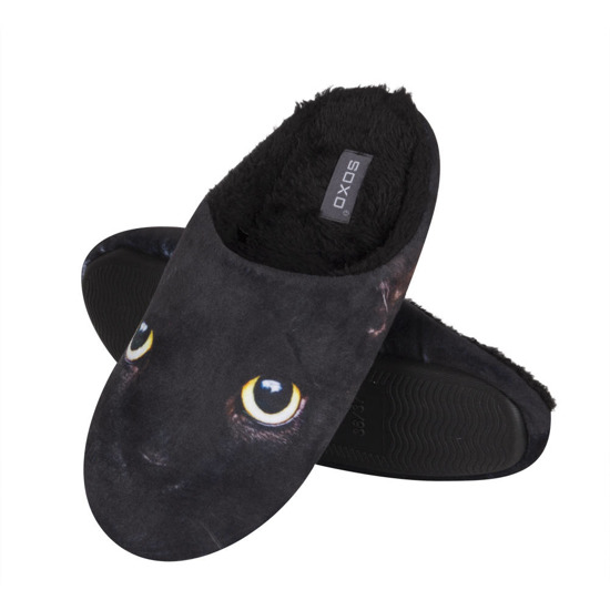 SOXO Men's photo slippers with cat