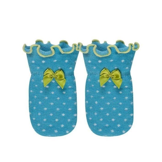 SOXO blue baby gloves with dots