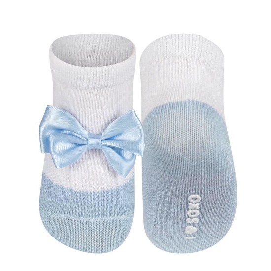 SOXO blue baby socks ballerinas with a bow