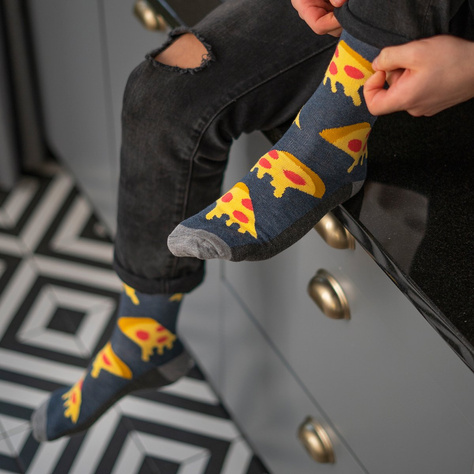 Set 2x Colorful SOXO GOOD STUFF men's socks funny gift Pizza Beer