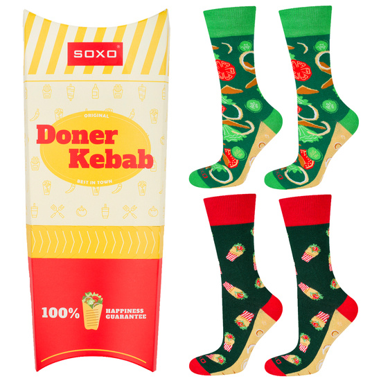 Set of 2x Colorful SOXO men's socks | kebab in a box | funny gift for a man | colors