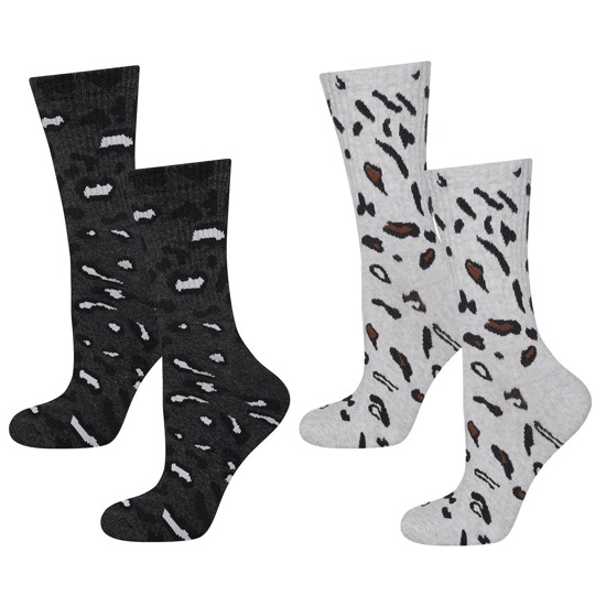 Set of 2x Colorful SOXO women's socks, classic, leopard print