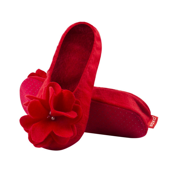 Women's Red felt SOXO ballerinas slippers