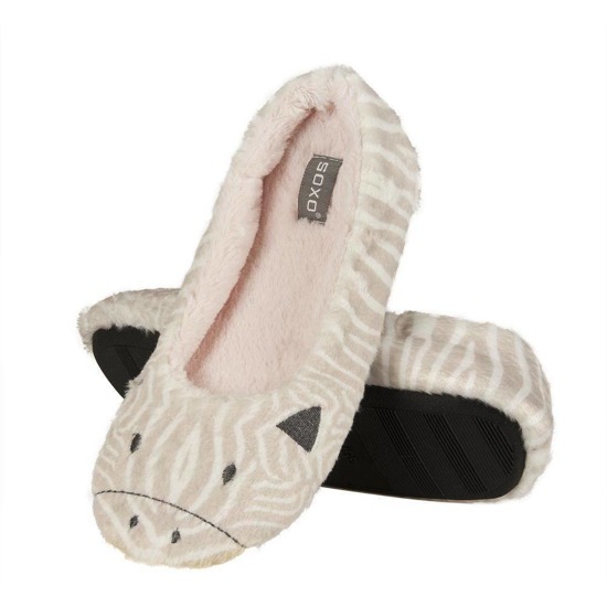 Women's ballerina SOXO slippers with animalpattern