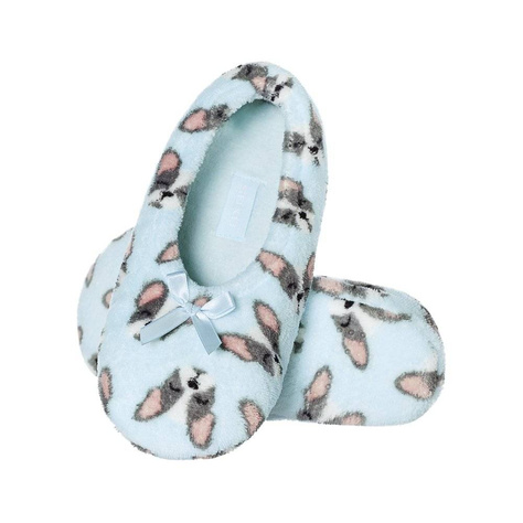 Women's blue ballerinas slippers SOXO dogs with a soft sole