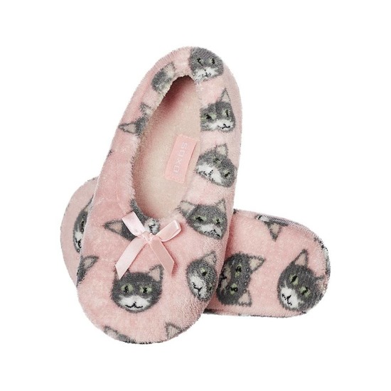 Women's pink ballerina slippers SOXO cats with a soft sole