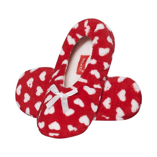 Women's red ballerinas slippers SOXO hearts with a soft sole
