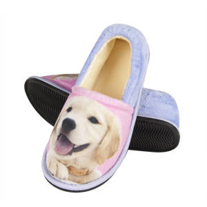 Blue SOXO children's slippers with a picture of a pet