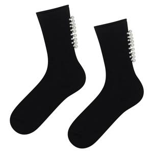 Classic women's black socks SOXO with pearls