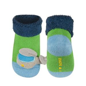 Colorful SOXO baby socks with a rattle 3D plane