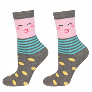 Colorful SOXO children's socks, happy faces, warm terry cloth