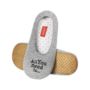 Gray women's SOXO ballerinas slippers with inscriptions and a soft sole