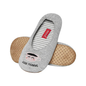 Gray women's ballerinas SOXO slippers with inscriptions and a soft sole