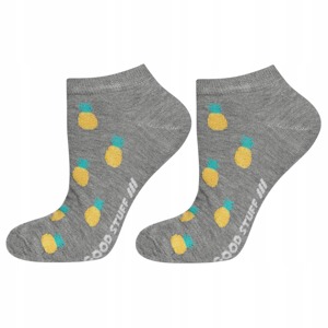 Gray women's socks SOXO GOOD STUFF cotton pineapple