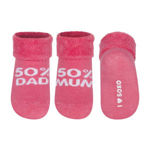 Pink SOXO baby socks with inscriptions
