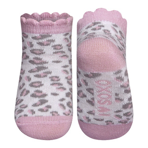 Pink SOXO baby socks with leopard print
