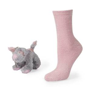 SOXO Women's socks with toy puppy