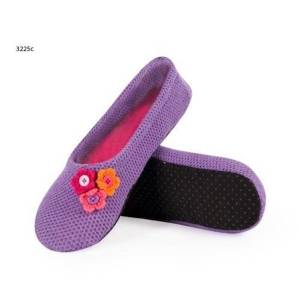 SOXO ballerina slippers with flowers – purple