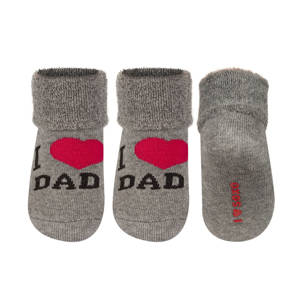 SOXO gray baby socks with happy inscriptions