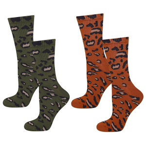 Set of 2x SOXO elegant cotton socks with leopard print