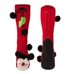 Women's high Soxo slippers, knitted animals above the ankle, red