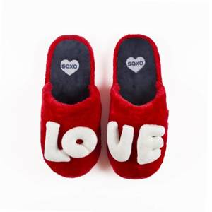 Women's slippers SOXO LOVE red with a hard sole