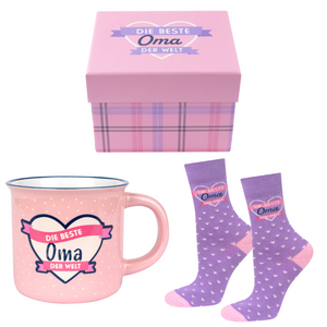 1 Paare von lustigen Socken für Oma in a mug Verpackung | Damensocken | SOXO