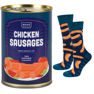 1 Paare von lustigen Socken mit Chicken Sausagesmotiv einzigartiger Verpackung | Herrensocken | SOXO